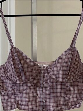 Wild Honey Plaid Crop Tank in Purple and White